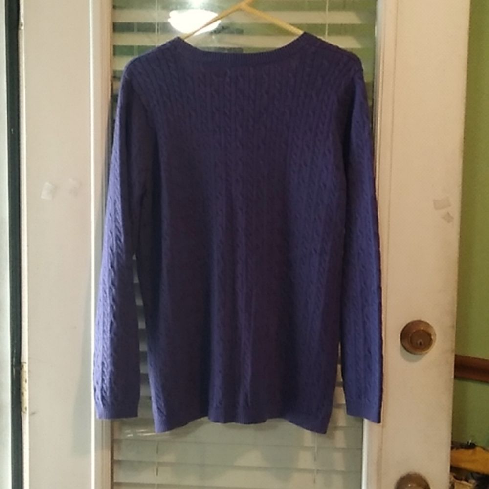 Charter Club size ox polyester nylon purple v-neck cardigan long sleeves - Picture 4 of 6